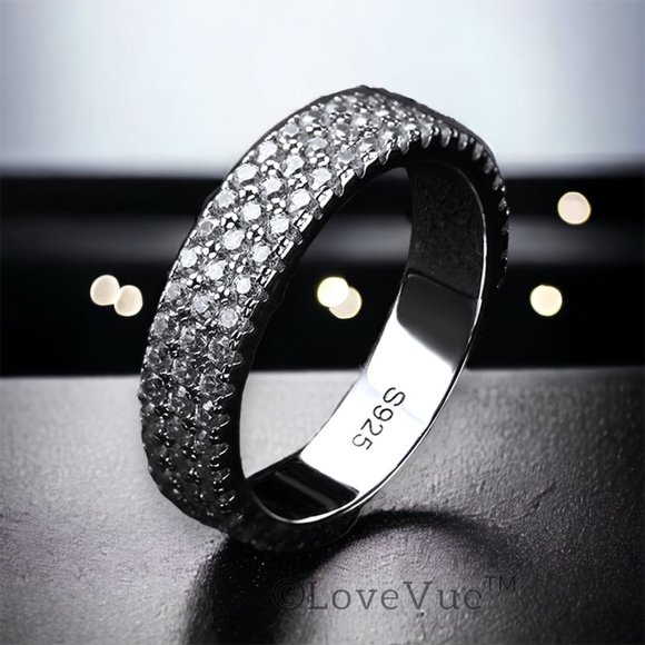 1.5mm Diamond Three Row Brilliant Cut Full Eternity Wedding Ring Band - Picture 4 of 16